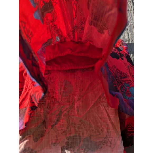 Free People Blouse S Sleeveless Boho Festival Floral Top Tiered Beach Summer - Picture 4 of 8